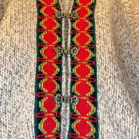 Hand-Knitted Danish Wool CardiganNordic Folk100% Pure WoolS–M Fit